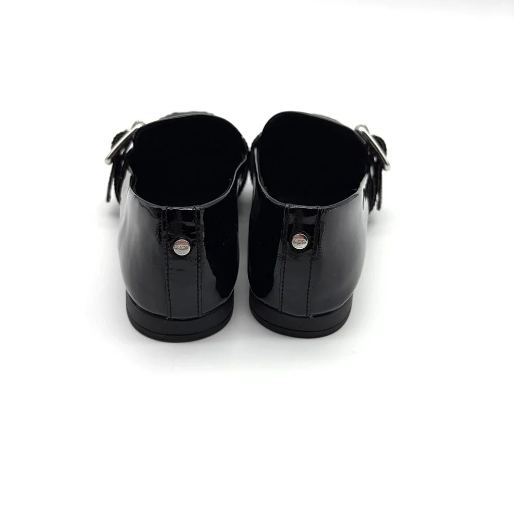 UGG Loafers Womens Patent Leather Size 6 M Black With Silver Tone Buckle